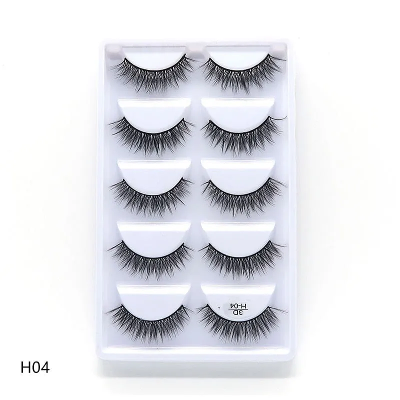 Beauty 5 pairs  Real Fake Mink Eyelashes 3D Natural