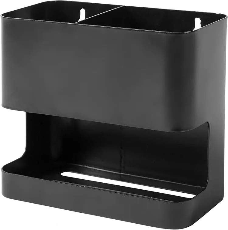 Black Metal Wall Mountable Hair Tool Accessories Organizer Rack, Blow Dryer & Curling Iron Holder