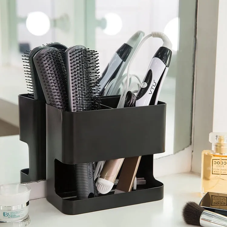 Black Metal Wall Mountable Hair Tool Accessories Organizer Rack, Blow Dryer & Curling Iron Holder