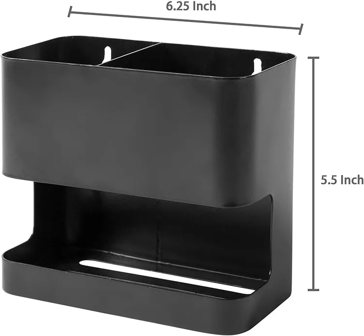 Black Metal Wall Mountable Hair Tool Accessories Organizer Rack, Blow Dryer & Curling Iron Holder