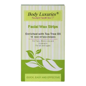 BODY LUXURIES FACIAL WAX STRIPS TEA TREE 16S BASIC