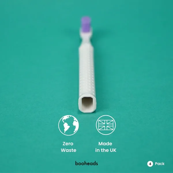 booheads - 4PK - Biodegradable Eco Toothbrushes | Biodegradable, Recyclable and Plant-based