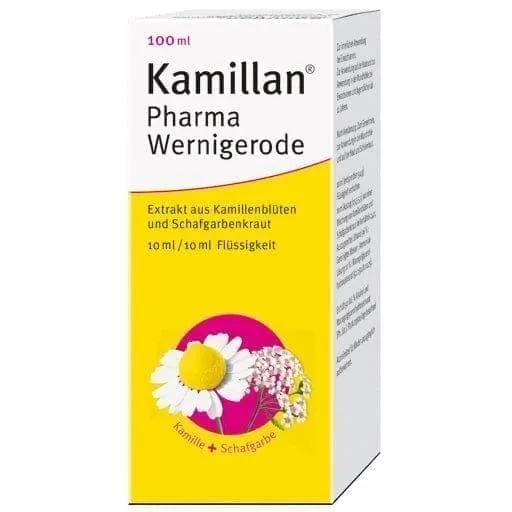 Chamomile liquid, yarrow herbs, chamomile extract