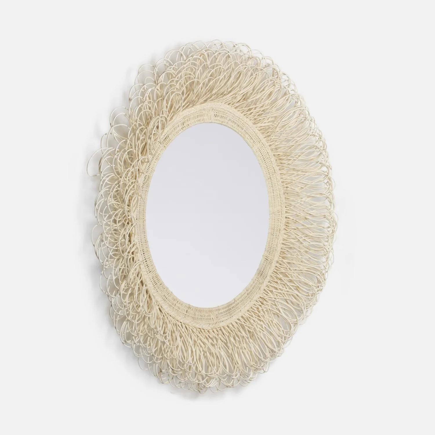 Champagne Reef Cane Round Mirror