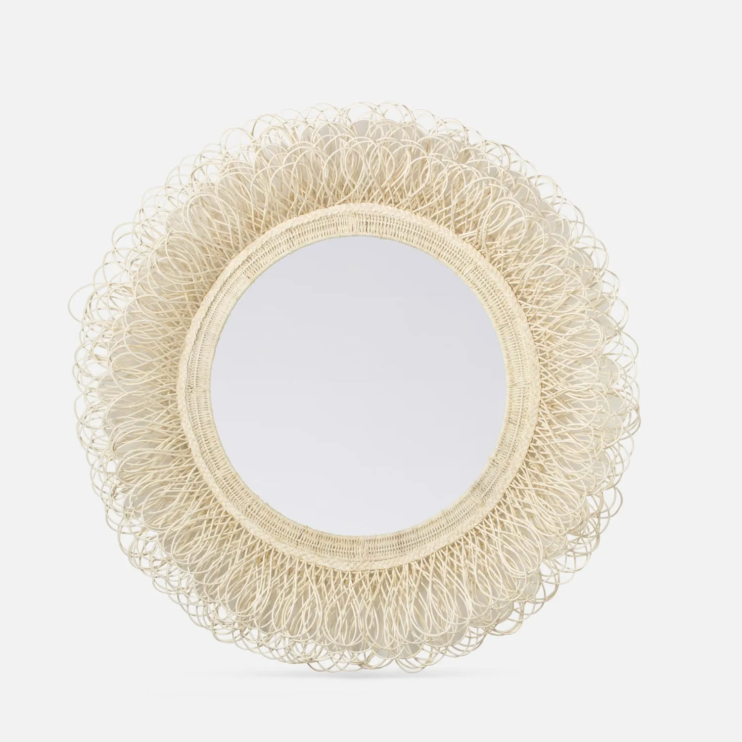Champagne Reef Cane Round Mirror