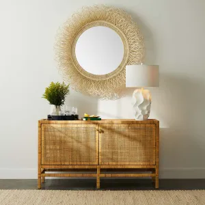 Champagne Reef Cane Round Mirror