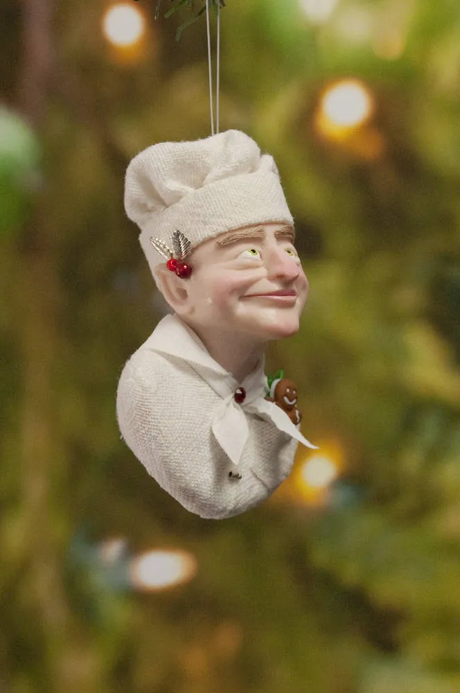 Chef Christmas ornament - Baker Elf - gingerbread man - candy canes - delightful gift for the chef