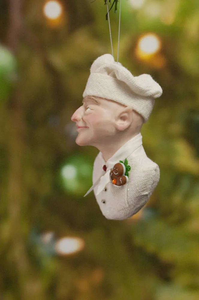 Chef Christmas ornament - Baker Elf - gingerbread man - candy canes - delightful gift for the chef