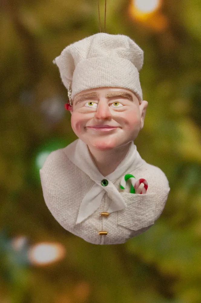 Chef Christmas ornament - Baker Elf - gingerbread man - candy canes - delightful gift for the chef