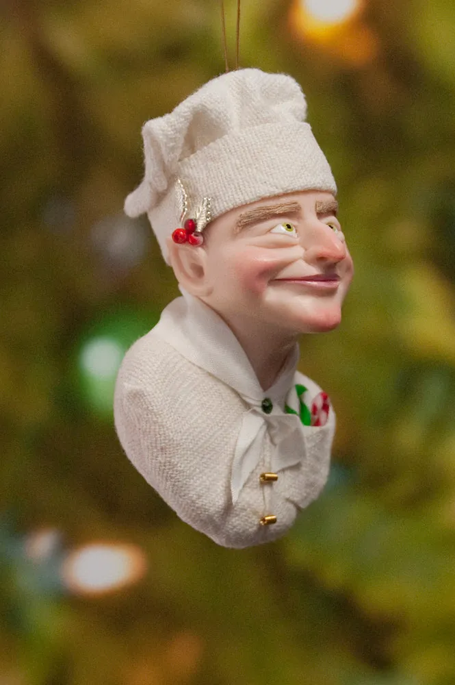 Chef Christmas ornament - Baker Elf - gingerbread man - candy canes - delightful gift for the chef
