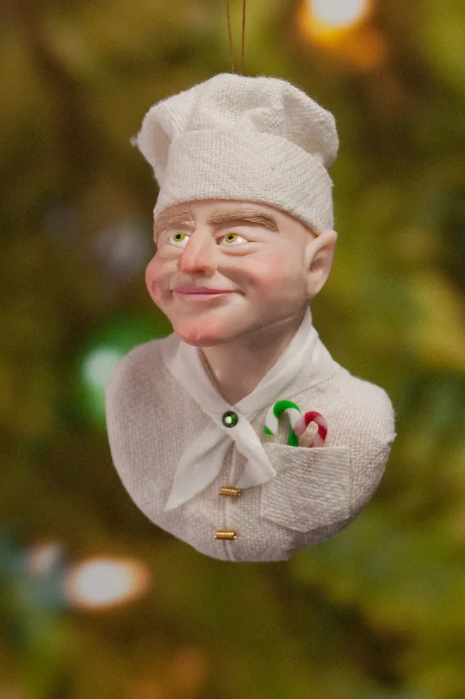 Chef Christmas ornament - Baker Elf - gingerbread man - candy canes - delightful gift for the chef