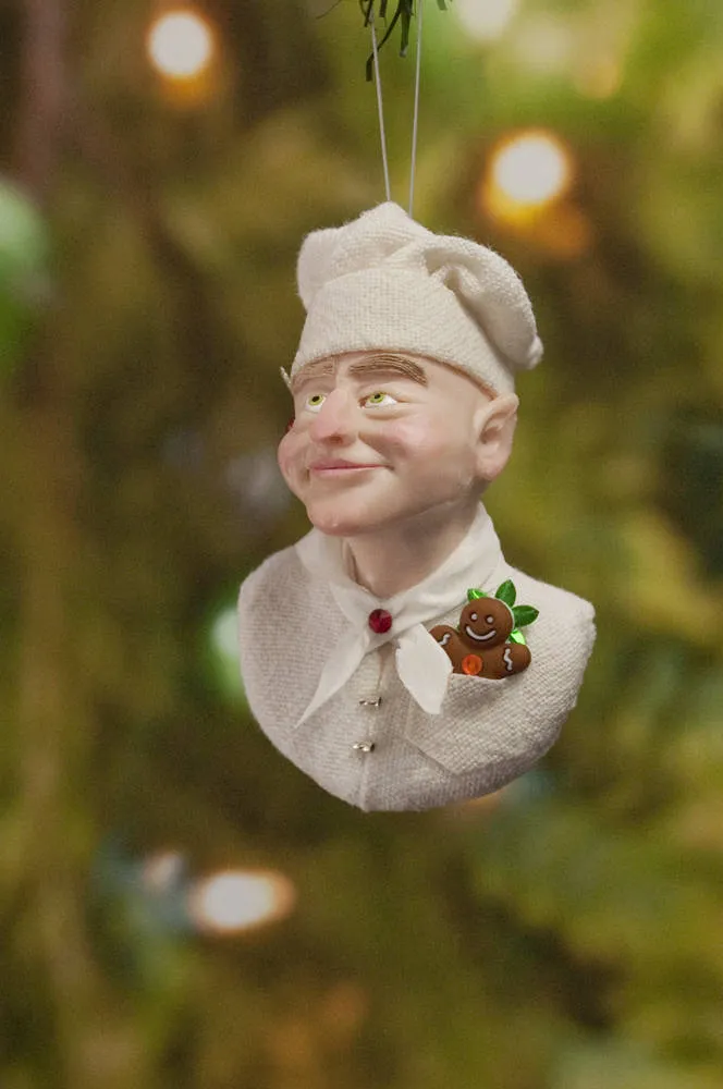 Chef Christmas ornament - Baker Elf - gingerbread man - candy canes - delightful gift for the chef