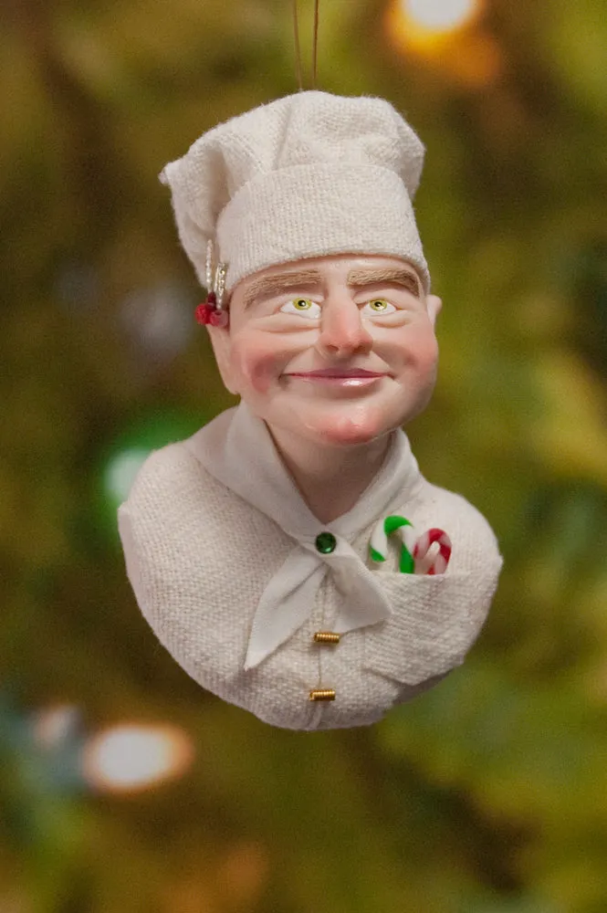 Chef Christmas ornament - Baker Elf - gingerbread man - candy canes - delightful gift for the chef