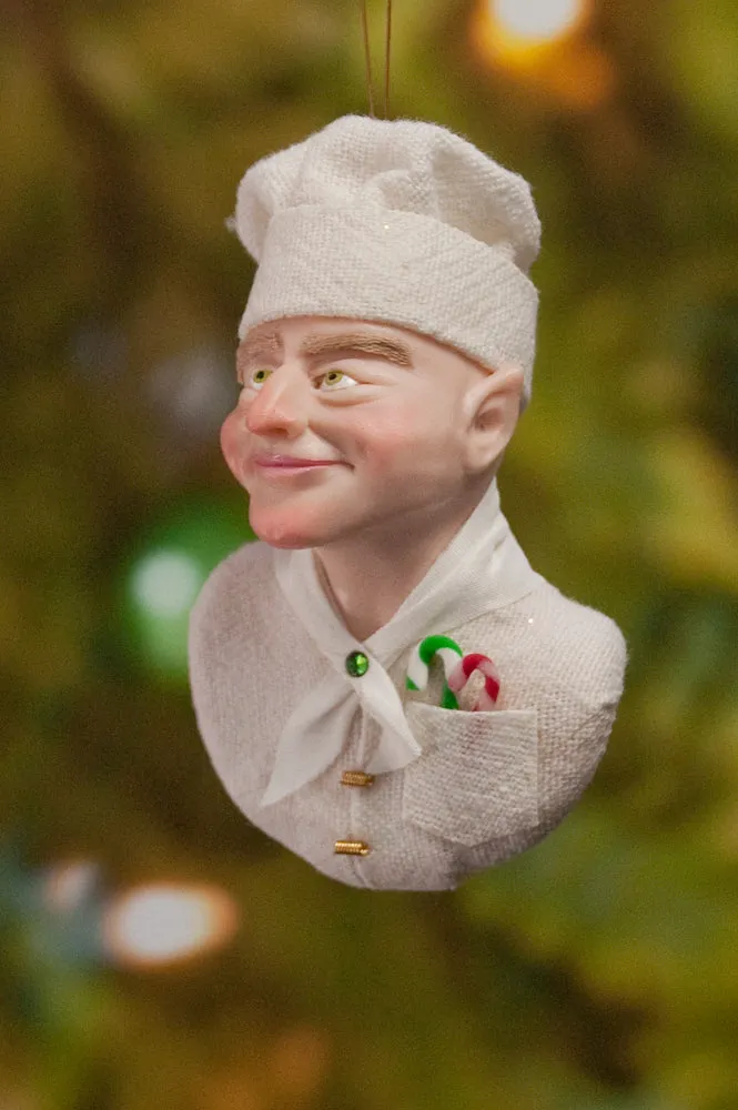 Chef Christmas ornament - Baker Elf - gingerbread man - candy canes - delightful gift for the chef