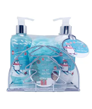 Christmas Bath Gift Set with Wire Caddy