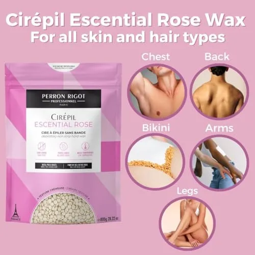 Cirepil - Escential Rose - 400g / 14.11 oz Wax Tin - Light Rose Scent - Creamy Texture - All-Purpose, Excellent for Short, Coarse or Shaved Hair - Easy Removal, No Strips Needed