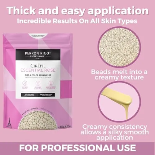 Cirepil - Escential Rose - 400g / 14.11 oz Wax Tin - Light Rose Scent - Creamy Texture - All-Purpose, Excellent for Short, Coarse or Shaved Hair - Easy Removal, No Strips Needed