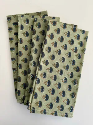 Coconut Block Print Napkins | Green