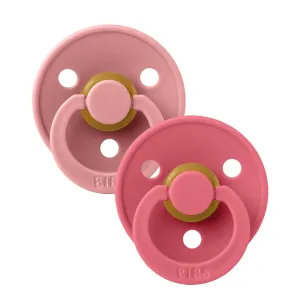 Colour 2-Pack Pacifier Set - Anatomical Nipple - Dusty Pink / Coral