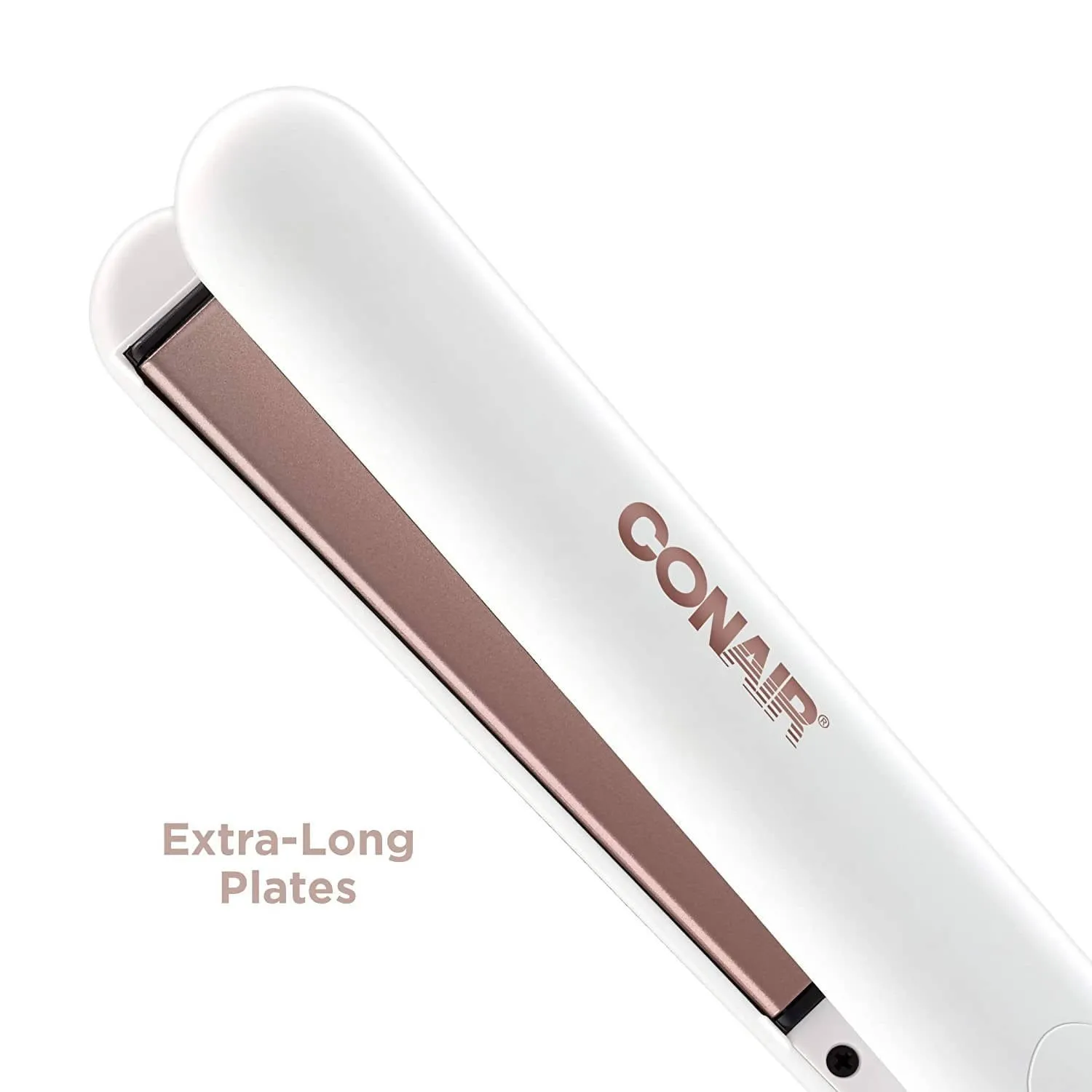 Conair Double Ceramic 1 Inch Flat Iron (White/Rose Gold) technology provides a higher ceramic content for even heat that’s gentle on hair, with anti-frizz control for silky smooth styles - C-CS221NAL