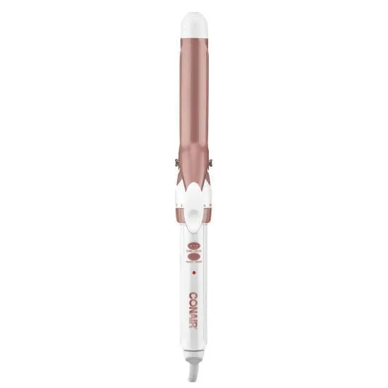 Conair Double Ceramic 3/4 inch Curling Iron (White/Rose Gold) has a higher ceramic content to deliver even heat, fast styling and long-lasting curls - C-CD700GN