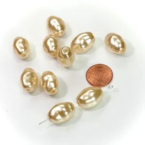 Czech Fancy Large Baroque Glass Pearls 19x13mm Cream Ivory color 10 pieces CL298