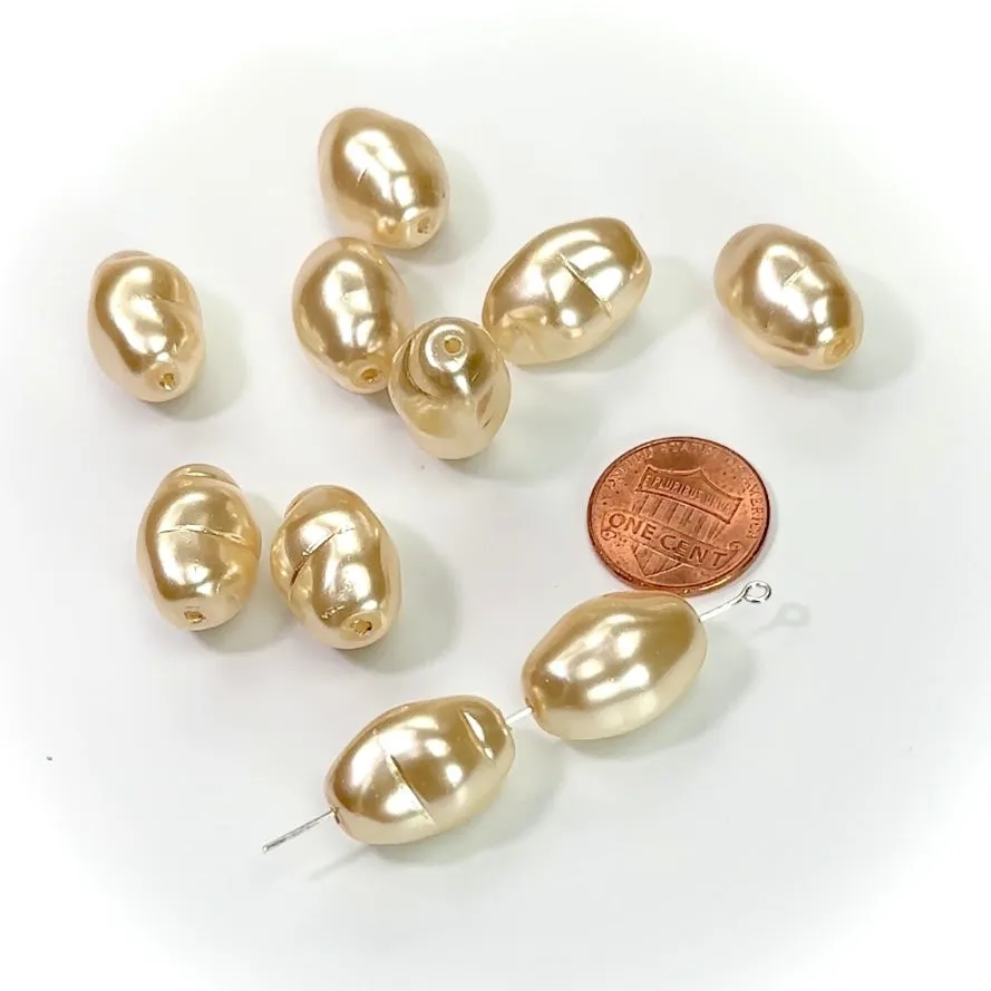 Czech Fancy Large Baroque Glass Pearls 19x13mm Cream Ivory color 10 pieces CL298