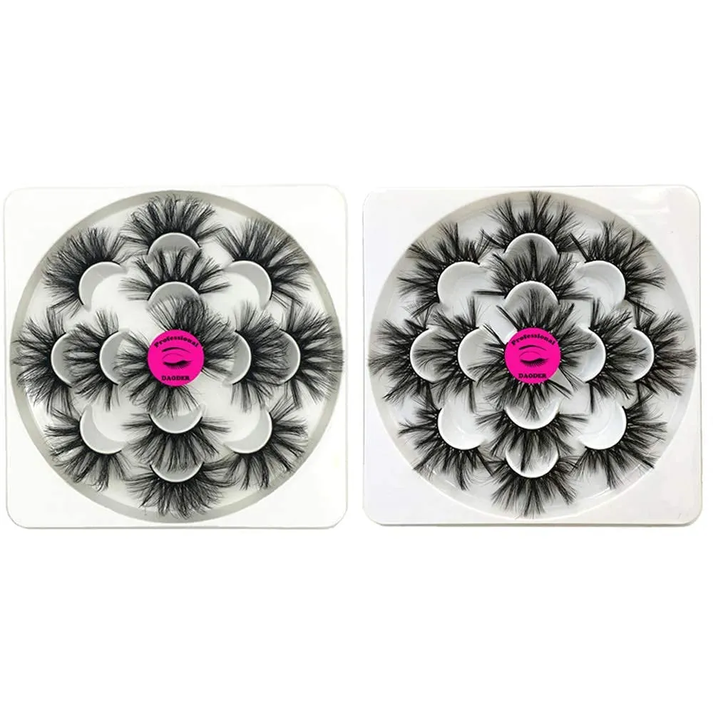 DAODER 25mm Lashes Pack Fluffy Faux Mink Dramatic Long Wispy Soft 8D False Eyelashes Bulk for Women Bold Makeup 14 Pairs