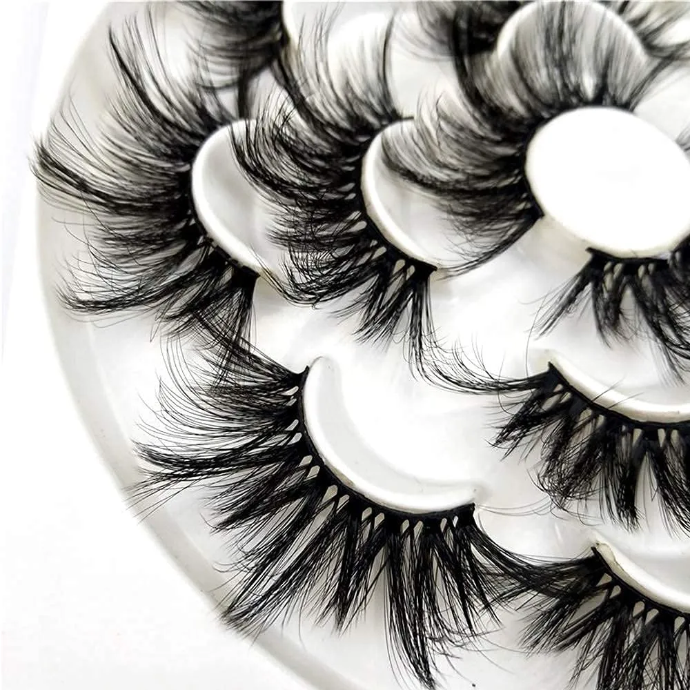 DAODER 25mm Lashes Pack Fluffy Faux Mink Dramatic Long Wispy Soft 8D False Eyelashes Bulk for Women Bold Makeup 14 Pairs