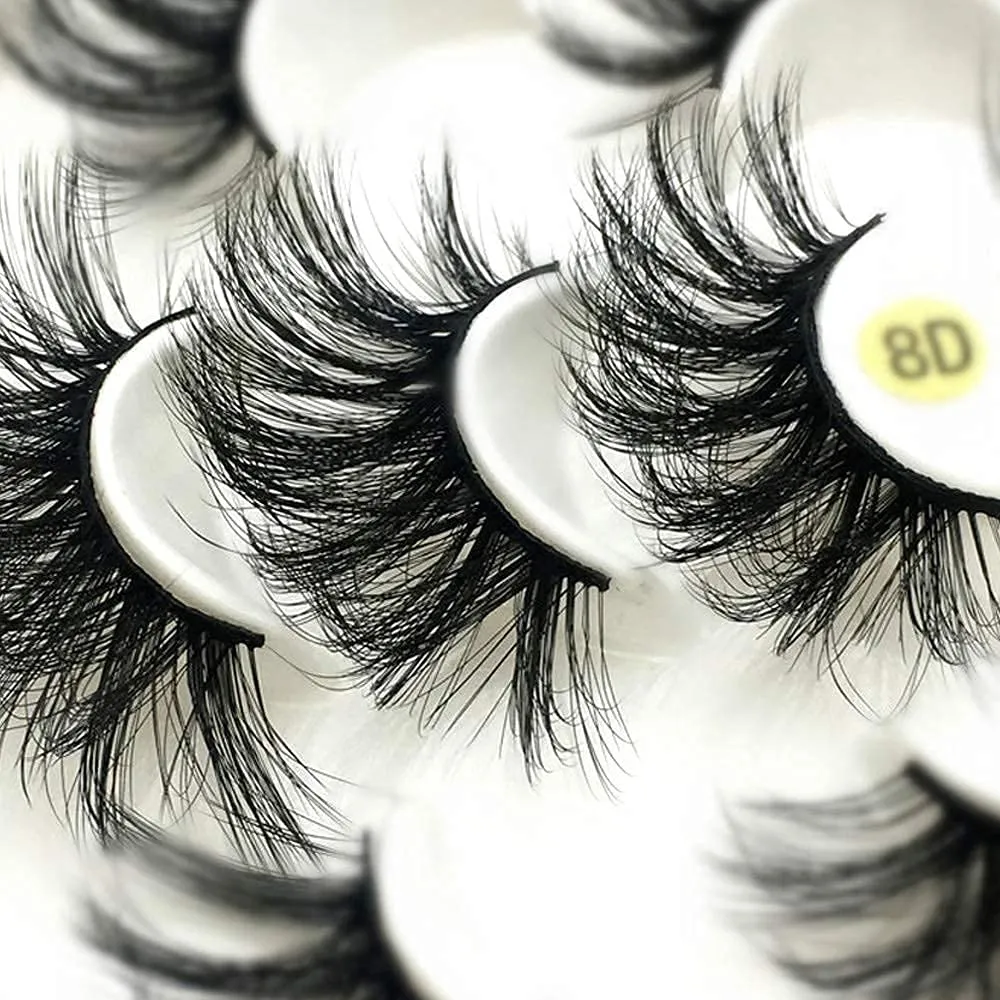 DAODER 25mm Lashes Pack Fluffy Faux Mink Dramatic Long Wispy Soft 8D False Eyelashes Bulk for Women Bold Makeup 14 Pairs