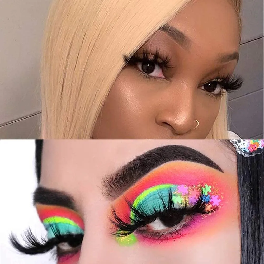 DAODER 25mm Lashes Pack Fluffy Faux Mink Dramatic Long Wispy Soft 8D False Eyelashes Bulk for Women Bold Makeup 14 Pairs
