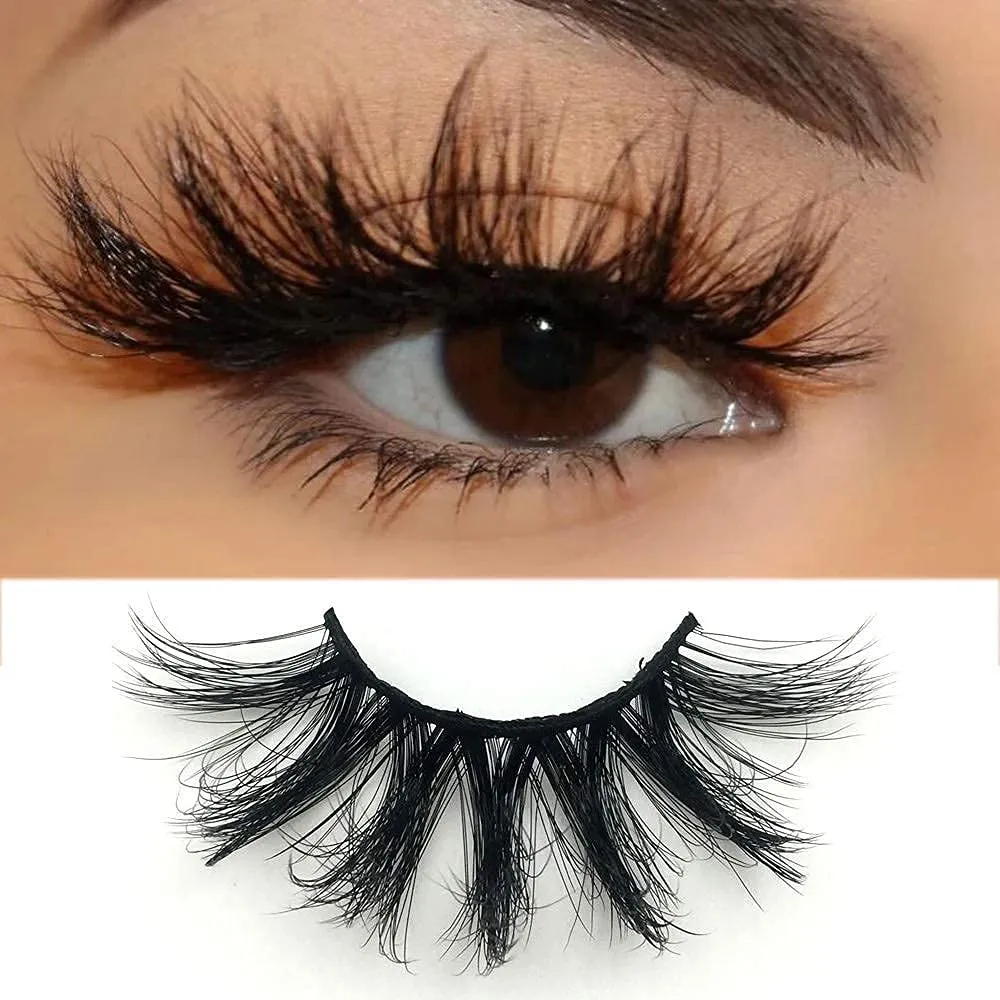 DAODER 25mm Lashes Pack Fluffy Faux Mink Dramatic Long Wispy Soft 8D False Eyelashes Bulk for Women Bold Makeup 14 Pairs