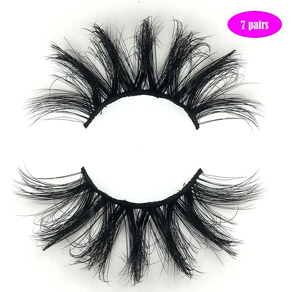 DAODER 25mm Lashes Pack Fluffy Faux Mink Dramatic Long Wispy Soft 8D False Eyelashes Bulk for Women Bold Makeup 14 Pairs