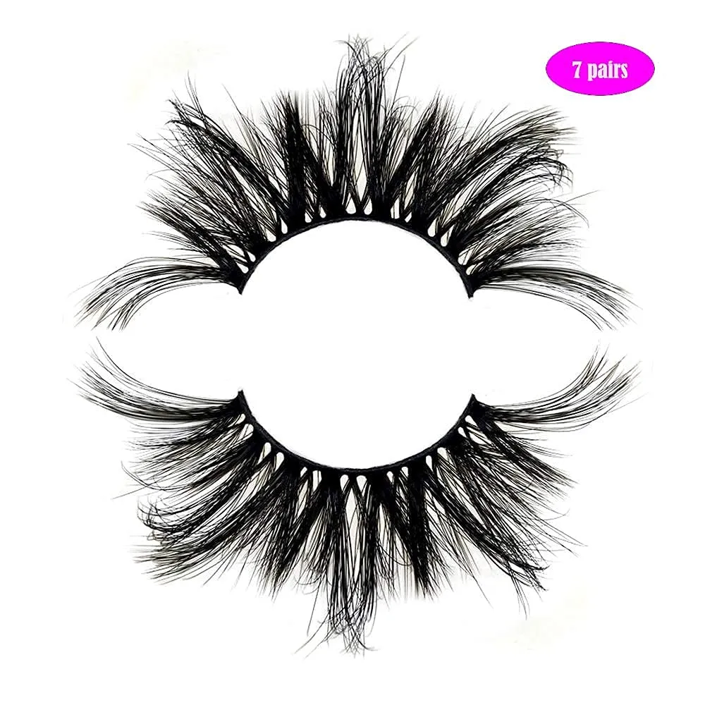DAODER 25mm Lashes Pack Fluffy Faux Mink Dramatic Long Wispy Soft 8D False Eyelashes Bulk for Women Bold Makeup 14 Pairs