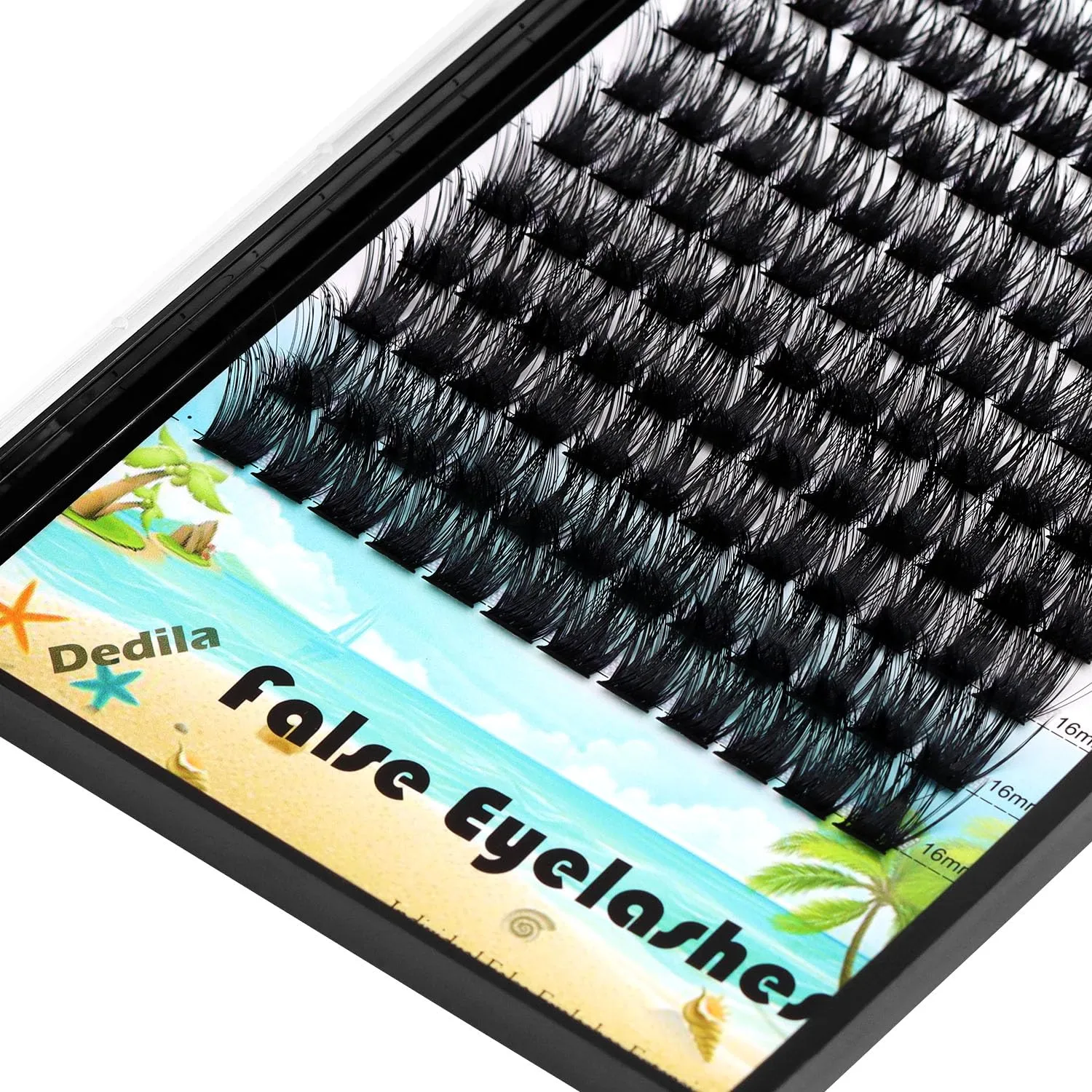 Dedila Large Tray -Wide Stem Mixed 10-12-14-16mm/12-14-16mm/14-16-18mm Cluster Eyelashes Home DIY Lashes Extensions D Curl Thickness 0.07mm Individual False Eyelashes (mixed 12-14-16mm)