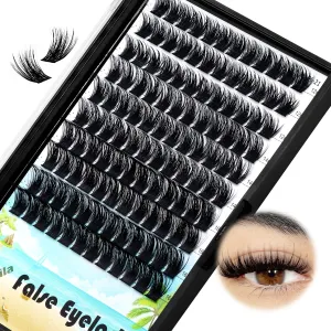 Dedila Large Tray -Wide Stem Mixed 10-12-14-16mm/12-14-16mm/14-16-18mm Cluster Eyelashes Home DIY Lashes Extensions D Curl Thickness 0.07mm Individual False Eyelashes (mixed 12-14-16mm)