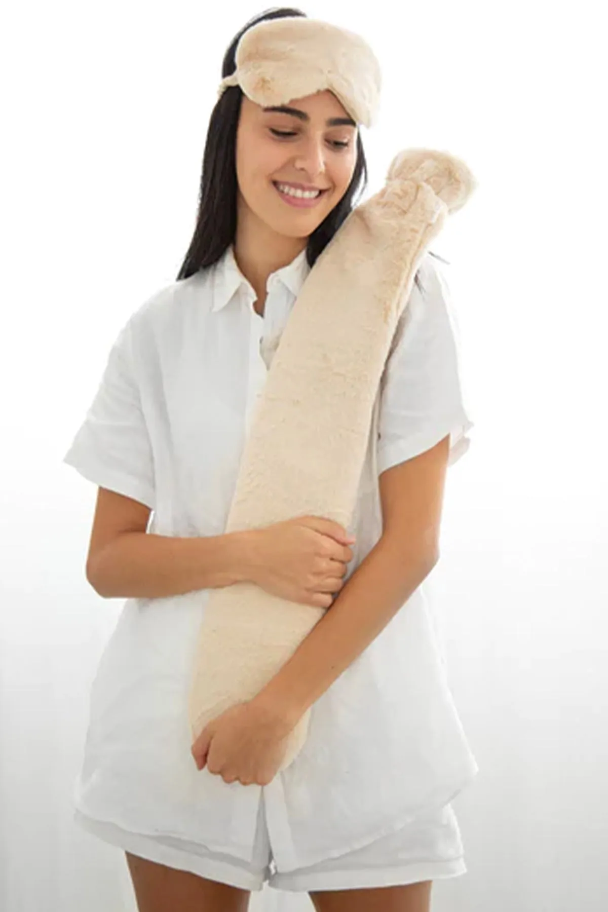 Deluxe Long Hot Water Bottle Caramel