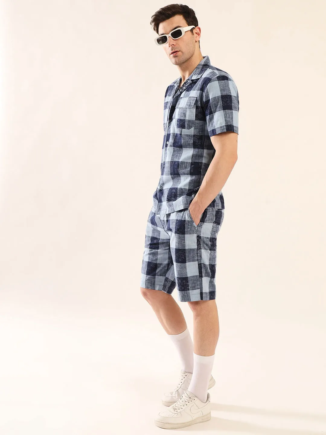 DENIM PRINT CO-ORD SET BLUE