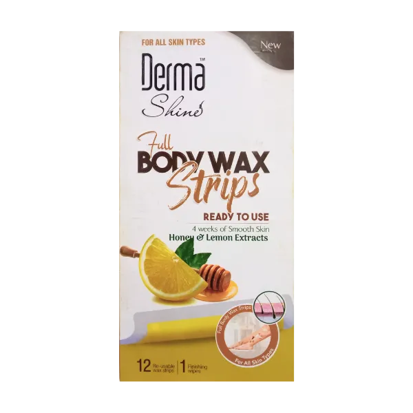 Derma Shine Full Body Wax Strips Honey & Lemon Extracts 12Pcs