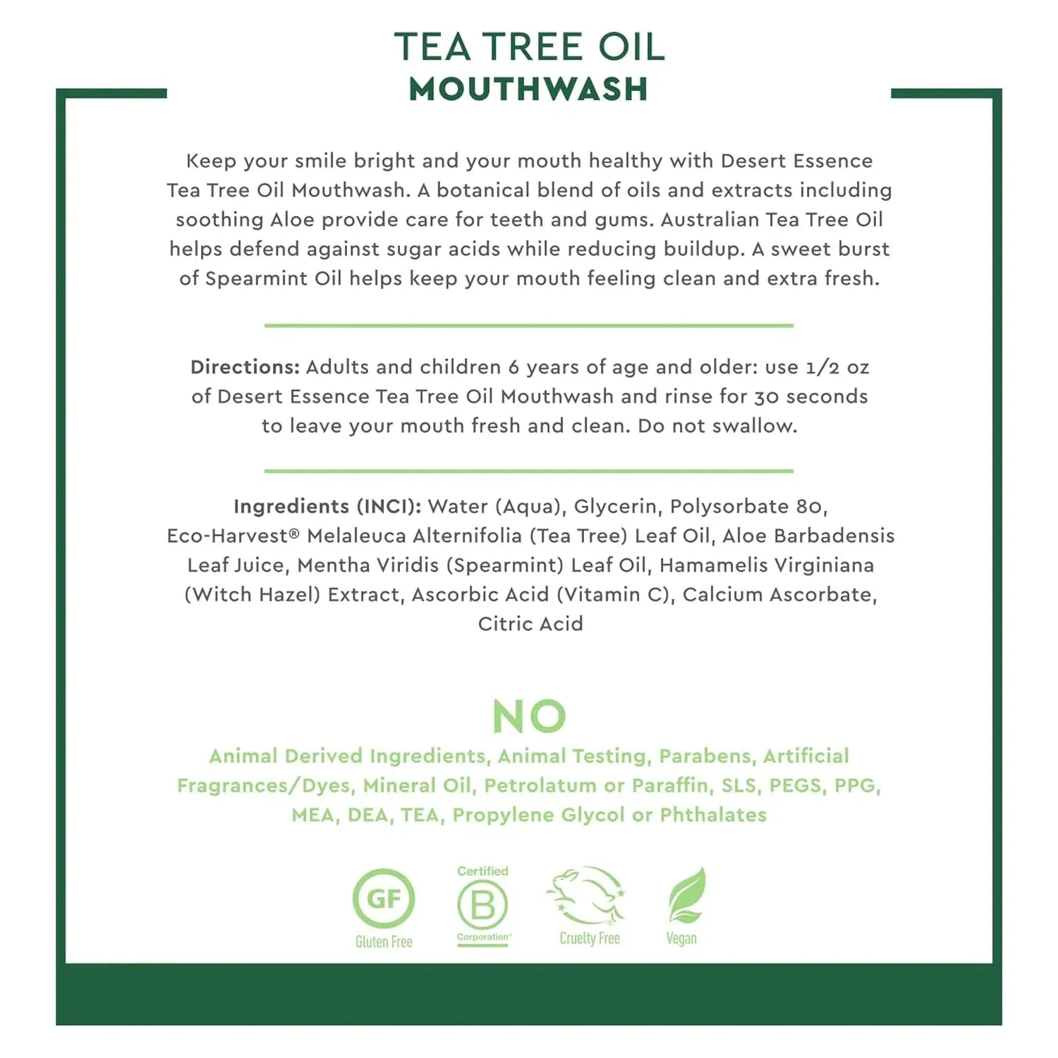 Desert Essence Spearmint Mouthwash with Organic Tea Tree Oil