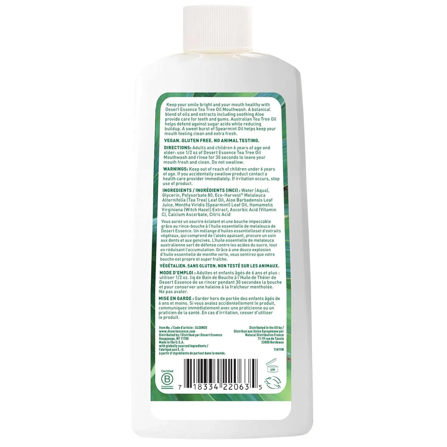 Desert Essence Spearmint Mouthwash with Organic Tea Tree Oil