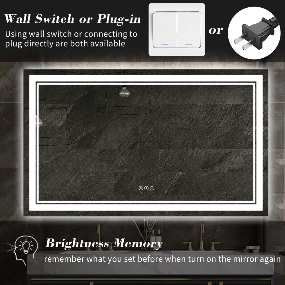 Dimmable Lighted Bathroom Vanity Mirror for Wall