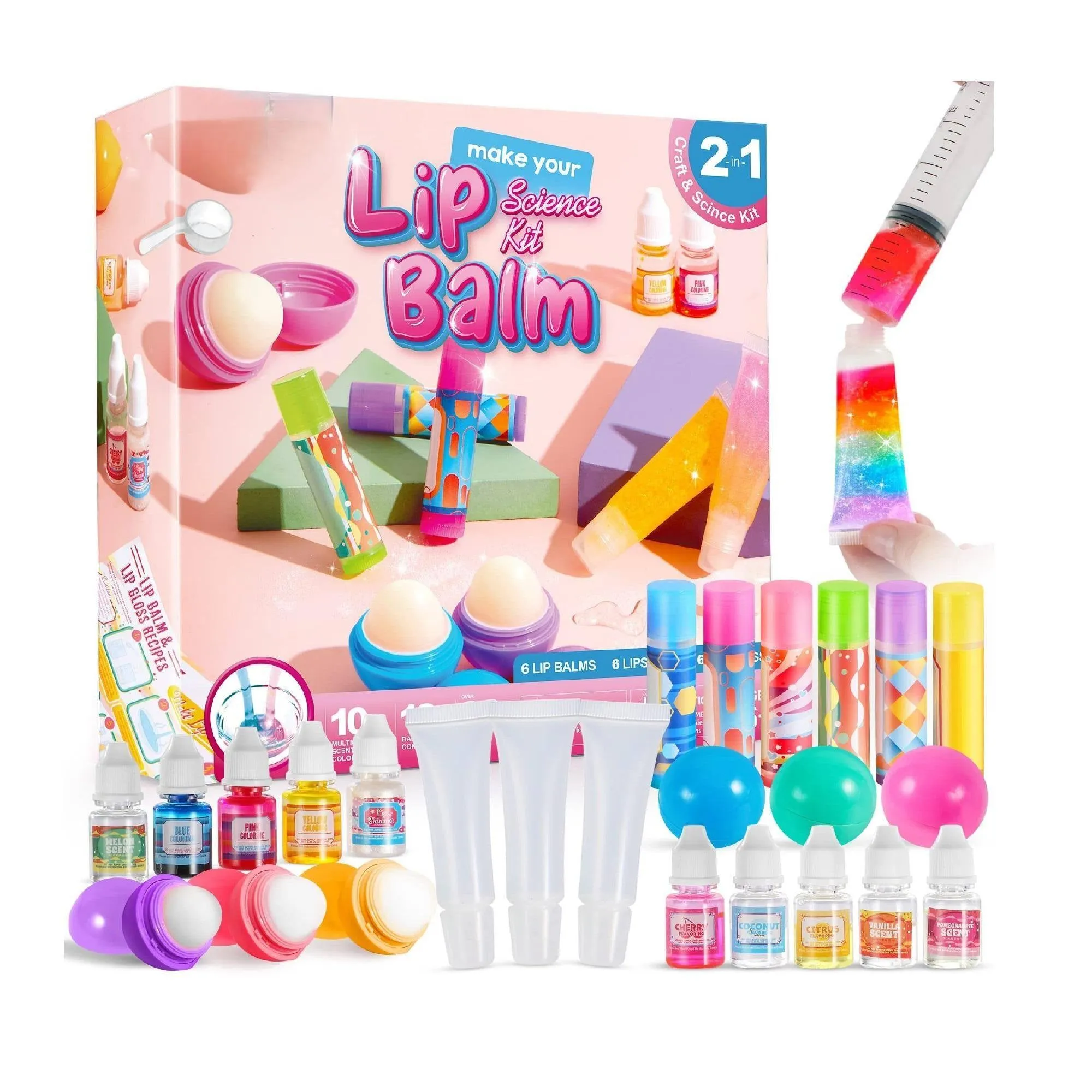 DIY Making Kit for Kids, Make Your Own Lip Balm, DIY Lip Gloss Set for Kids (10 Sets)