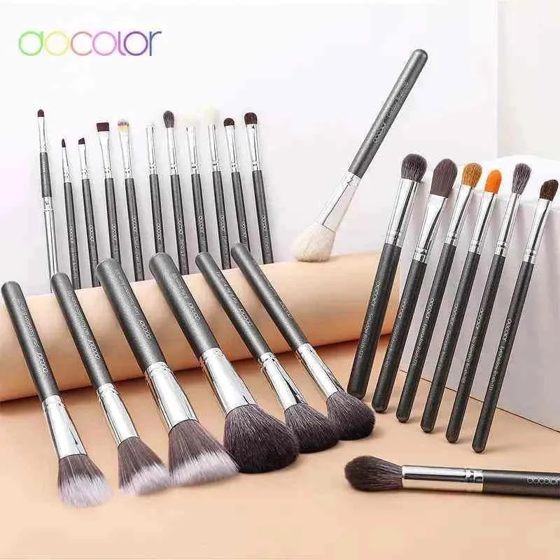 Docolor 25Pcs Makeup Brushes Set Professional Natural Hair Foundation Powder Blush Eyeshadow Face Blending Make up Brushes