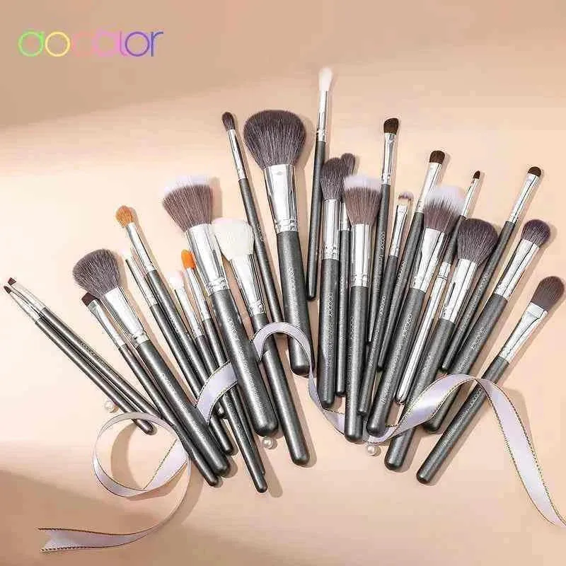 Docolor 25Pcs Makeup Brushes Set Professional Natural Hair Foundation Powder Blush Eyeshadow Face Blending Make up Brushes