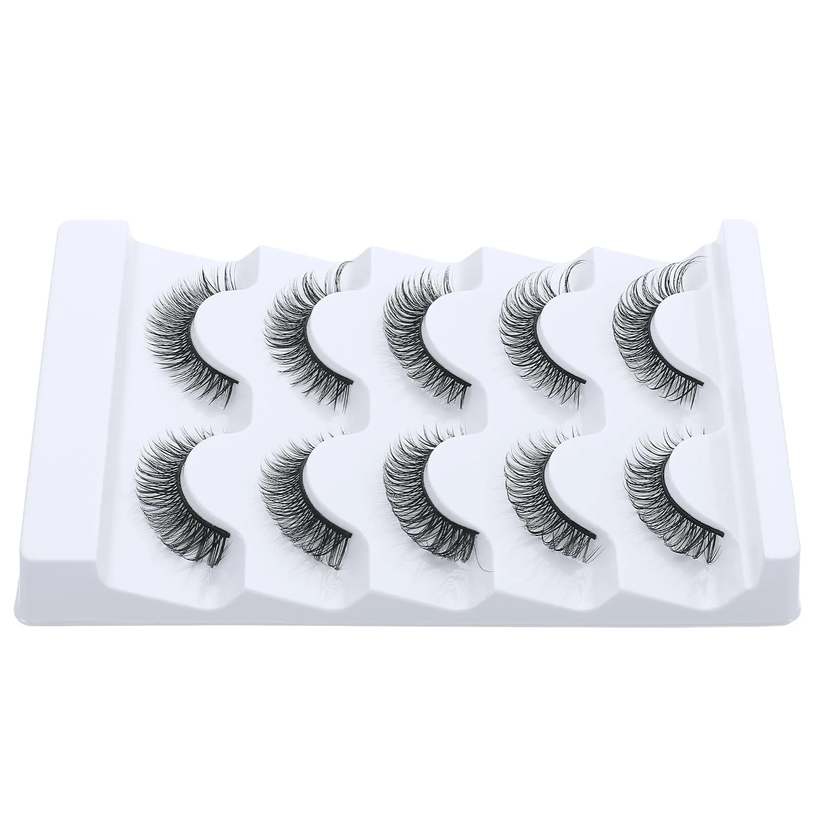 DSLONG 5 Pairs Natural Look D Curl Lashes With 18PCS Self Adhesive Eyelashes Strips, Manga Lashes Fluffy Cat Eye Lashes Looks Like Eyelash Extensions (Cat Eye)