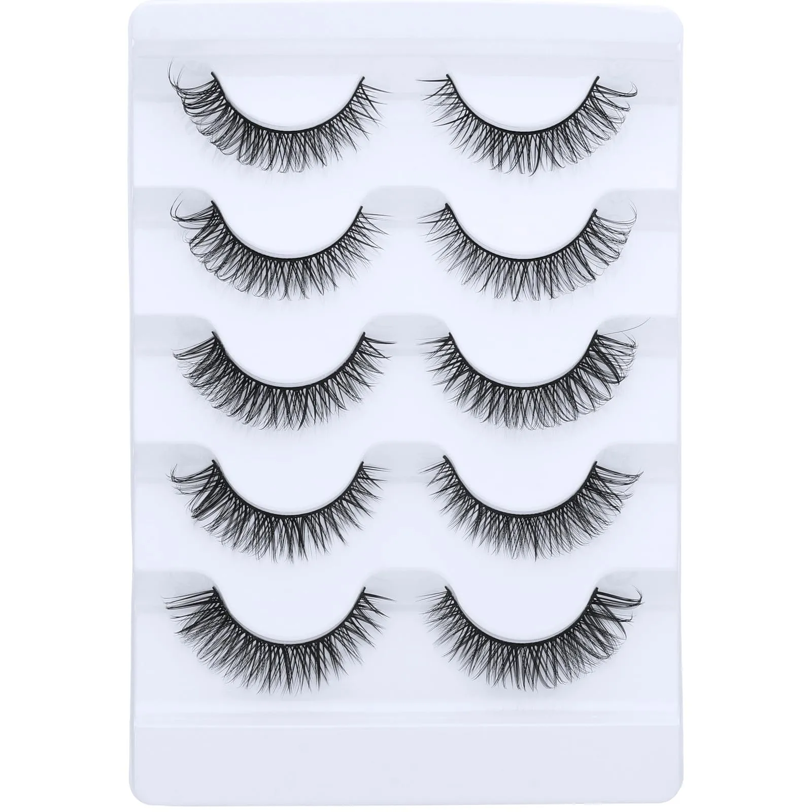 DSLONG 5 Pairs Natural Look D Curl Lashes With 18PCS Self Adhesive Eyelashes Strips, Manga Lashes Fluffy Cat Eye Lashes Looks Like Eyelash Extensions (Cat Eye)