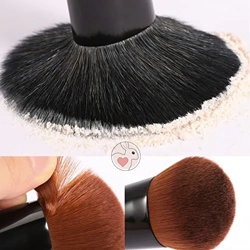 DUcare Self Tanner Brush Foundation Powder Brushes Kabuki Makeup Blush Brushes Set 2 PCS - Buffing Stippling Liquid Blending Mineral Powder Makeup Tools Black