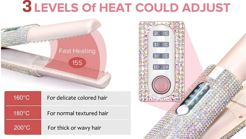 Electric Hair Straightening & Curling Brush - Black