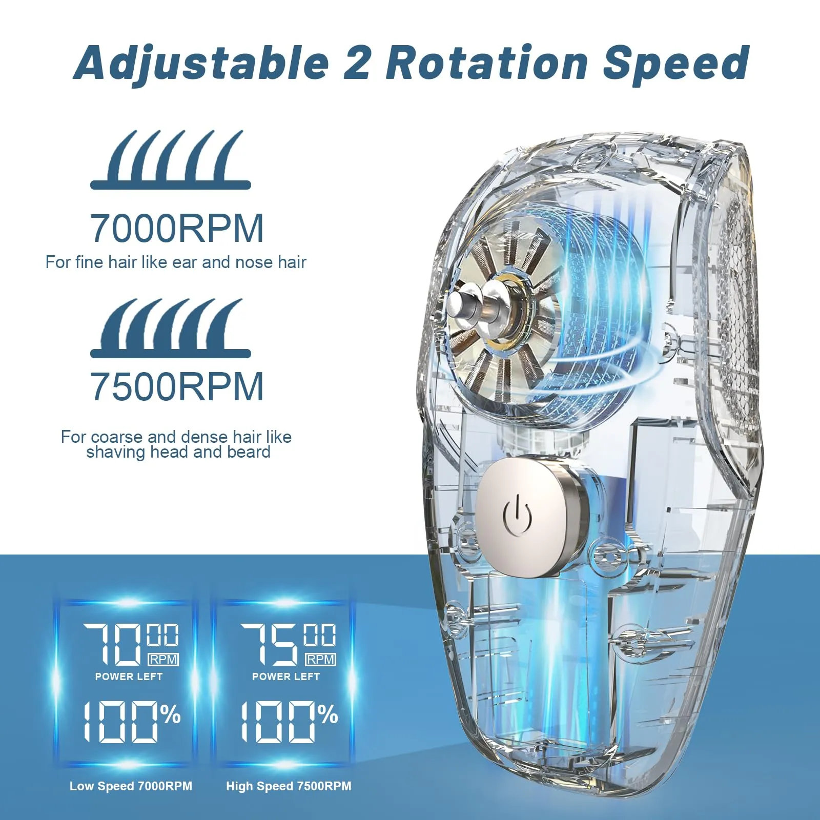 Electric Head Shavers for Bald Men - 7D Detachable Magnetic Bald Head Shaver Adjustable Speed, 5-in-1 Men's Electric Head Razor Grooming Kit, IPX7 Waterproof Wet Dry Shaving Type-C Rechargeable
